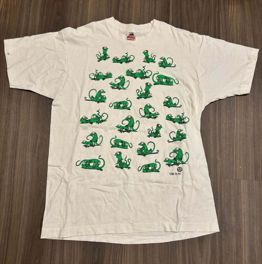Fruit Of The Loom Vintage Jason Did This Lizards T-Shirt Size XL White
